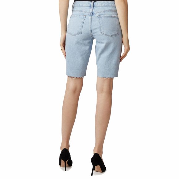J Brand Bermuda Jean Shorts Women High Rise Cutoff Frayed Light Blue Denim 28 - Picture 2 of 9